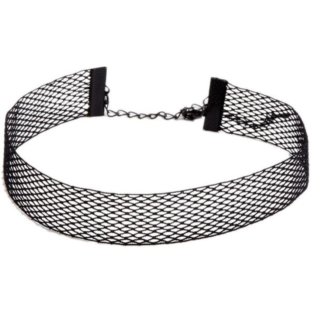 New Zara Black lace mesh Fishnet Choker Necklace